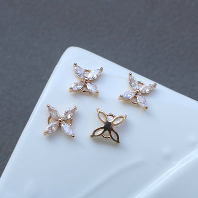 CZ Multishape Connector, Cubic Zircon Crystal Pendant, CZ Earring Charms,  Real Gold Plated Brass Earring Charms, Jewelry Finding HL009-F115