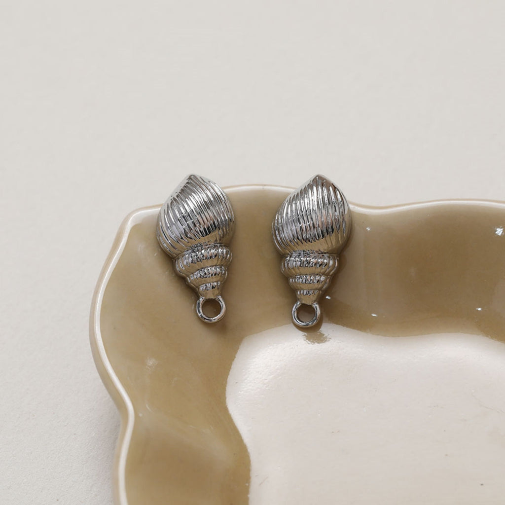 Shell Ear Post With Loop, S925 Silver Ear Pin Nickel Free, Gold/Silver Ear Stud, Hypoallergenic Earring Findings BB128-ZX163