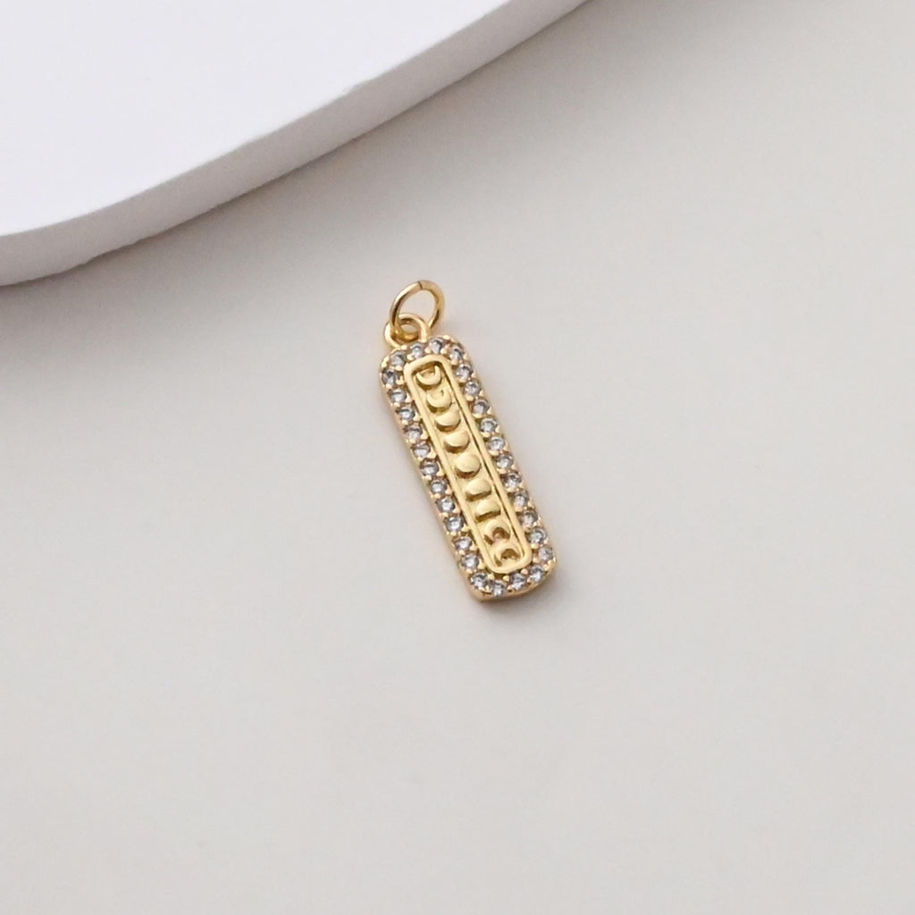 Pet Paw Charm, Rectangular Pendant, Pave CZ, Puppy Foot Charm, 18K Gold Plated, For Bracelet And Necklace Making, Jewelry Findings S1387