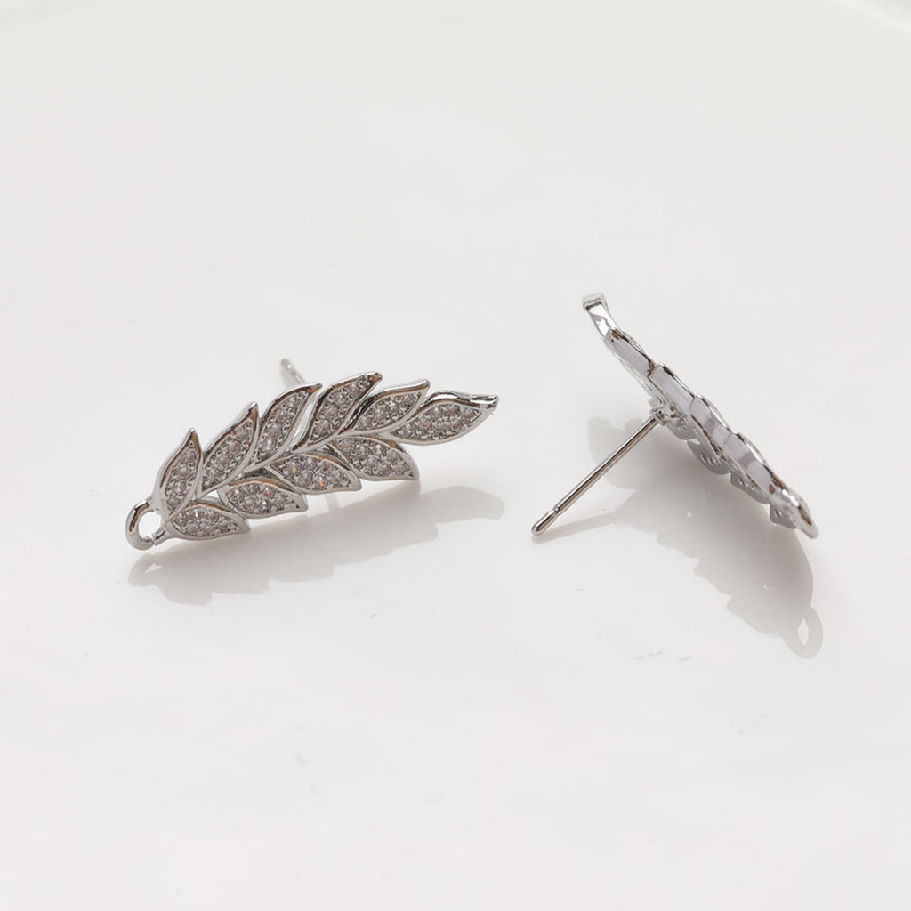 قرط على شكل ورقة شجر مع حلقة، دبوس أذن من الفضة الاسترلينية 925، أقراط خالية من النيكل، قرط أذن مرصع بأحجار الزركونيا المكعبة، نتائج قرط مضادة للحساسية GZ394