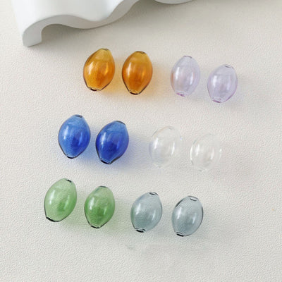 Glass Bubble Beads, Ellipsoid Hollow Glass Beads, Colorful Hand Blown Hollow Round Globes for Jewelry Making, DIY Beads Finding GZ564