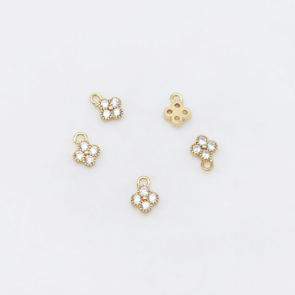 10 قطع من حُلي الزهور الصغيرة المكعبة، مطلية بالذهب عيار 18 قيراطًا، قلادة زهور، حُلي لصنع القلائد والأقراط، 6×8.5 مم، قطع مجوهرات S20494