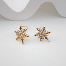 Load image into Gallery viewer, 10PCS Cubic Snowflake Earring Post with Loops, S925 Silver Pin Nickel Free Earrings, Ear Stud Loop,Hypoallergenic Earring Findings ZX159