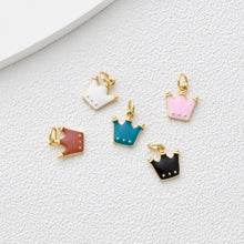 Cargar imagen en el visor de la galería, Colgante de corona, dijes de corona esmaltados, dijes de tiara real, dijes chapados en oro de 18 quilates, fabricación de pulseras y collares, accesorios de joyería S1368