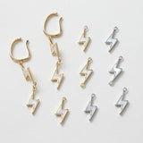Lightning Charm, Shell Pendant, 1 loop, 2 loops, Bracelet Necklace Making, 14K Gold/Silver Plated Jewelry Findings ZZ098