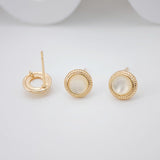4PCS Faux Opal Stud Earring Post, Dainty 18K Gold Plated, Round Stud Earring With Loop, S925 Silver Ear Pin,Ear Post,Earring Finding ZX035