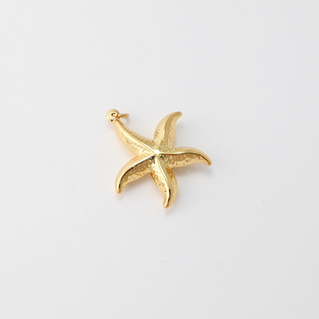 Hammered Starfish Charm, Fish Charm, 18K Gold Plated Charms, Marine Life Pendant, For Necklace And Earrings Making, Jewelry Findings S1452