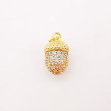 Load image into Gallery viewer, 3D Pinecone Pendant, Ice Cream Pendant, 18K Gold Plated Charm, CZ Pave, Necklace Making Charms, Jewelry Findings S947
