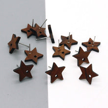Load image into Gallery viewer, 4PCS Wood Earrings, Star Pentagram Geometric Wooden Earrings for women, Reclaimed Ash Wood,  Nickel Free, Boho Wood Earring Finding JT915