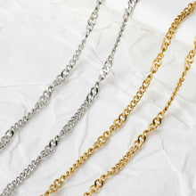 Load image into Gallery viewer, 18K Facetted Twisted Ultra-fine Cuban Finished Necklace, 316L Stainless Steel, Ready to Wear, 40+5cm/ 17.7 inch ZD001