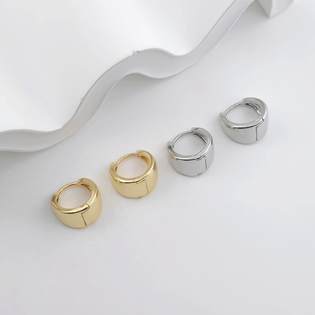 Gold Round Ear Hoops, 18K Gold/Silver Plated Leverback Earrings, Huggie Hoops Earring D0577