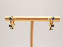 Load image into Gallery viewer, Flower Cubic Ear Hoops Pave Crystal , 16mm, 18K Gold Plated Leverback Earrings, Huggie Hoops Earring S20264