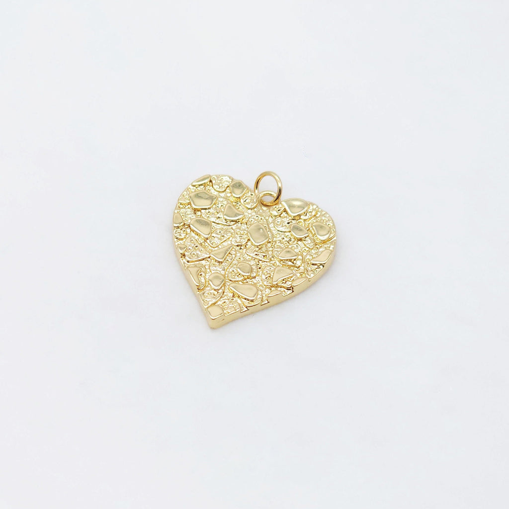 Textured Heart Charms, 18K Gold Plated CZ Pave Love Pendant, Necklace Making Pendants, Jewelry Findings S20478