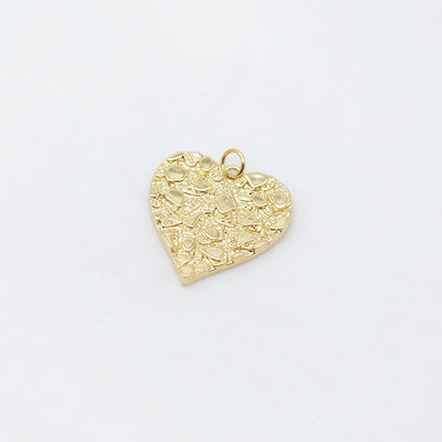 Textured Heart Charms, 18K Gold Plated CZ Pave Love Pendant, Necklace Making Pendants, Jewelry Findings S20478