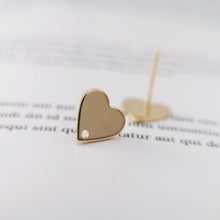 Load image into Gallery viewer, 10pcs Gold Heart Earring Post, 10mm,S925 Silver Ear Pin Nickel Free Earrings, Ear Stud Loop, Hypoallergenic Earring Findings Z060