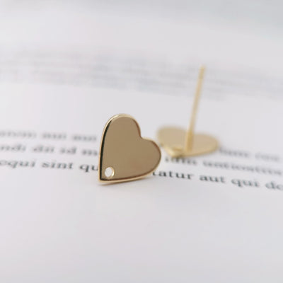 10pcs Gold Heart Earring Post, 10mm,S925 Silver Ear Pin Nickel Free Earrings, Ear Stud Loop, Hypoallergenic Earring Findings Z060