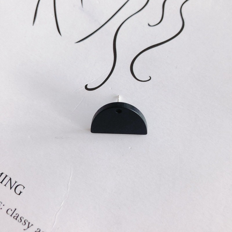 10PCS Acrylic Semi Circle Earring Findings, 5 Colors You Choose, S925 Silver Ear Stick, Nickel Free, Earring Finding MY025