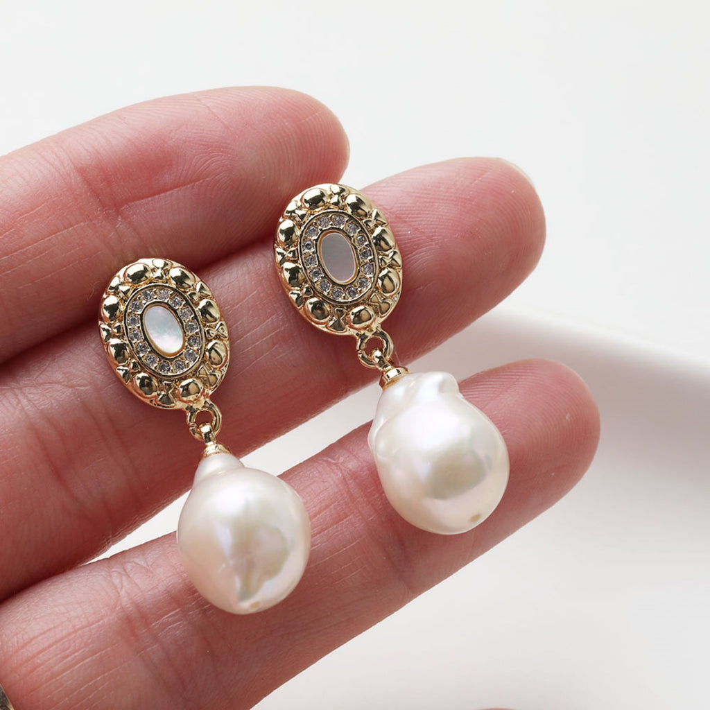 Oval Shape Post Earring, S925 Silver Ear Pin Nickel Free, Pave CZ, MOP, Ear Stud with Peg Bail Caps for Half Drilled Earring Findings GZ503