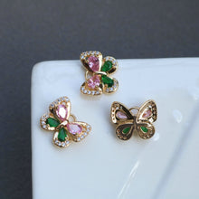 Load image into Gallery viewer, CZ Pave Butterfly Charm, Cubic Zircon Crystal Butterfly Pendant, Bracelet Necklace Pendant, 14K Gold Plated, Jewelry Findings HL005-F227