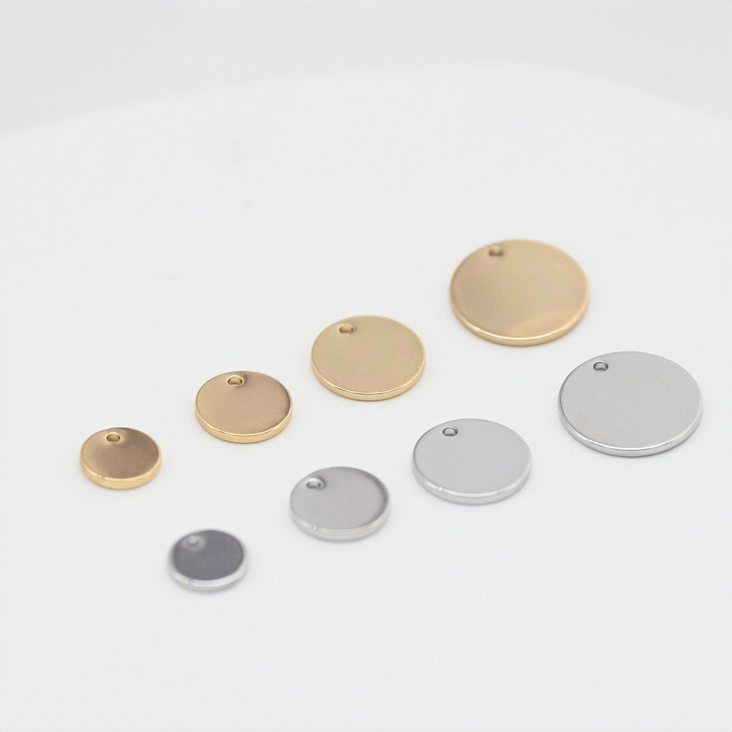 10 colgantes redondos chapados en oro de 14 quilates con aro, dije redondo de plata, accesorios para bisutería QR041-D0010