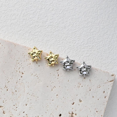 قرط أذن على شكل نجمة خماسية مع حلقات، دبوس أذن من الفضة S925، خالٍ من النيكل، مرصع بحجر الزركونيا المكعب، دبوس فضة S925، مطلي بالذهب عيار 18 قيراطًا، D0405