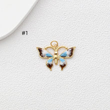 Load image into Gallery viewer, Dainty Big Enamel Butterfly Charms, 18K Gold Plated Enamel Butterfly Pendant, Necklace And Earring Making Charm, Jewelry Findings S1350