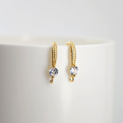 18K Gold Plated Ear Wires, Round Cubic Pave Earring Hooks, Nickel Free, Fish Hooks, Ear Wires for Jewelry Making D0140