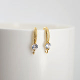 18K Gold Plated Ear Wires, Round Cubic Pave Earring Hooks, Nickel Free, Fish Hooks, Ear Wires for Jewelry Making D0140