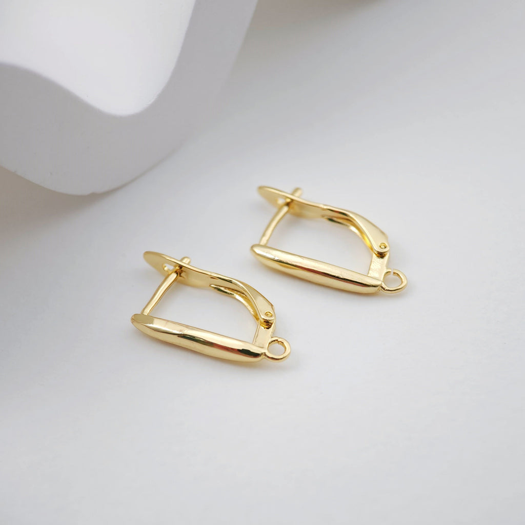 U Shape English lock with loop, Gold/Rhodium Plated Earring hoop, Hypoallergenic & Nickel-Free, DIY Handmade Earring Findings Supplies D0095