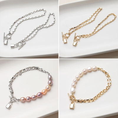 Unfinished Box Chain With Lock OT Clasp, Bracelet Making Chain, 14K Gold, Silver, White, Necklace Making Chian, Jewelry Findings JG038