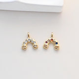 Arch Charm, Cubic Pave Arch Pendant, 18K Real Gold Plated Brass Earring Charms, Rainbiow CZ Pave Jewelry Findings S1337