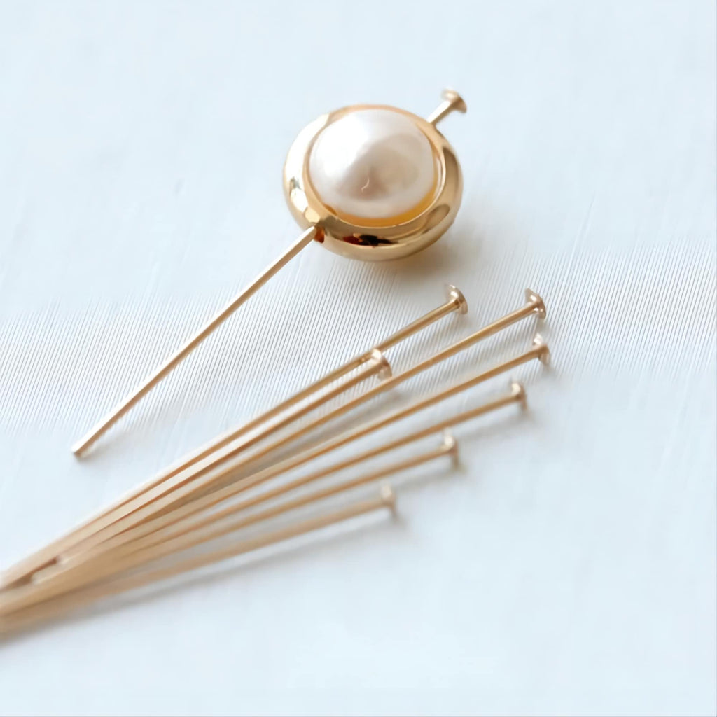 14K Gold Filled Head Pins- [10PCS] 21/23/25/27 Gauge, Head Pins, Gold Filled Jewelry Making Supply BL017