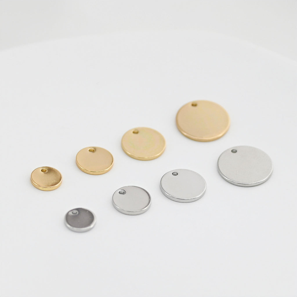 10 colgantes redondos chapados en oro de 14 quilates con aro, dije redondo de plata, accesorios para bisutería QR041-D0010