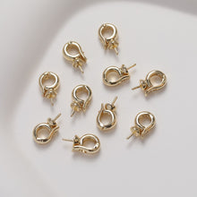 Load image into Gallery viewer, 6pcs- 14K Gold Plated Pendant Top with Peg Bail, CZ Pave Pendant Snap on Bails, Clasp Link Connector, 12mm Jewelry Making GZ328