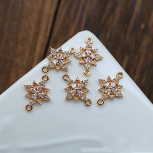 Load image into Gallery viewer, Flower Charm, Cubic Zircon Crystal Flower Pendant, CZ Earring Charms,  Real Gold Plated Brass Earring Charms, Jewelry Findings HL057-F172