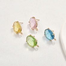 Cargar imagen en el visor de la galería, Poste para aretes ovalado con aro, aretes de plata S925 sin níquel, aretes con gemas de cristal, accesorios hipoalergénicos LL149