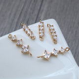 CZ Pave Strip Charm, Cubic Zircon Crystal Strip Connectors , CZ Earring Charms,   Gold Plated  Earring Charms, Jewelry Findings HL078-F225