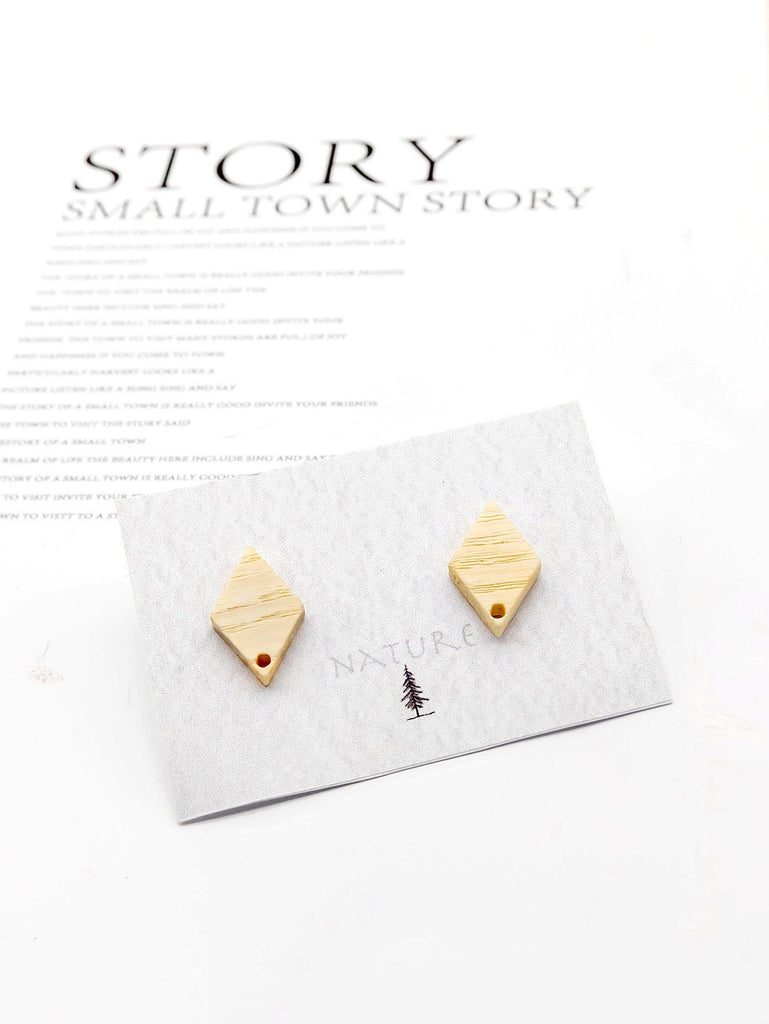 4PCS Wood Earrings, Rhombus Wooden Earrings for women, Reclaimed Ash Wood, Nickel Free, Geometric Statement Earrings Finding  JT910