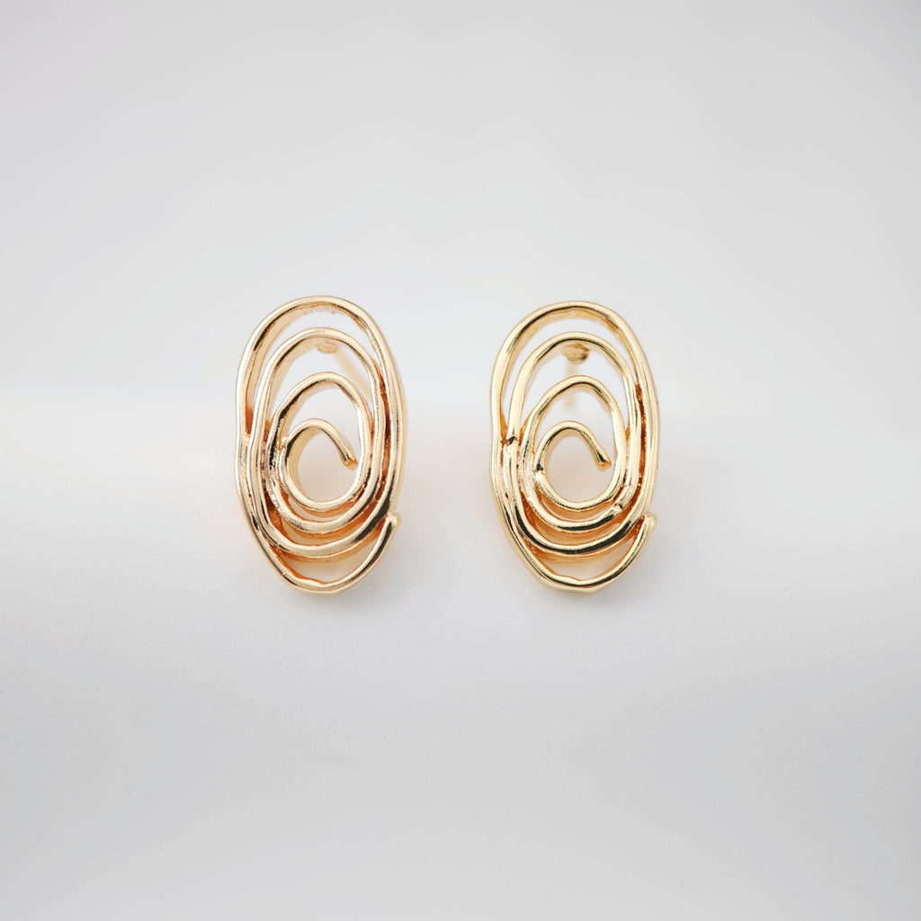 Gold Oval Earring Post, 18K Gold Nickel Free Earrings, S925 Silver Ear Pins, 17.3*10mm, Oval Shape Ear Stud with Loop ZX199