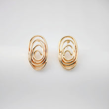 Load image into Gallery viewer, Gold Oval Earring Post, 18K Gold Nickel Free Earrings, S925 Silver Ear Pins, 17.3*10mm, Oval Shape Ear Stud with Loop ZX199