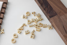 Load image into Gallery viewer, 18K Gold Alphabet Letter Beads, CZ Initial Beads, Letter Charms, Double-sided hollowing, Letter Inital beads, For Necklace Bracelet  S1396