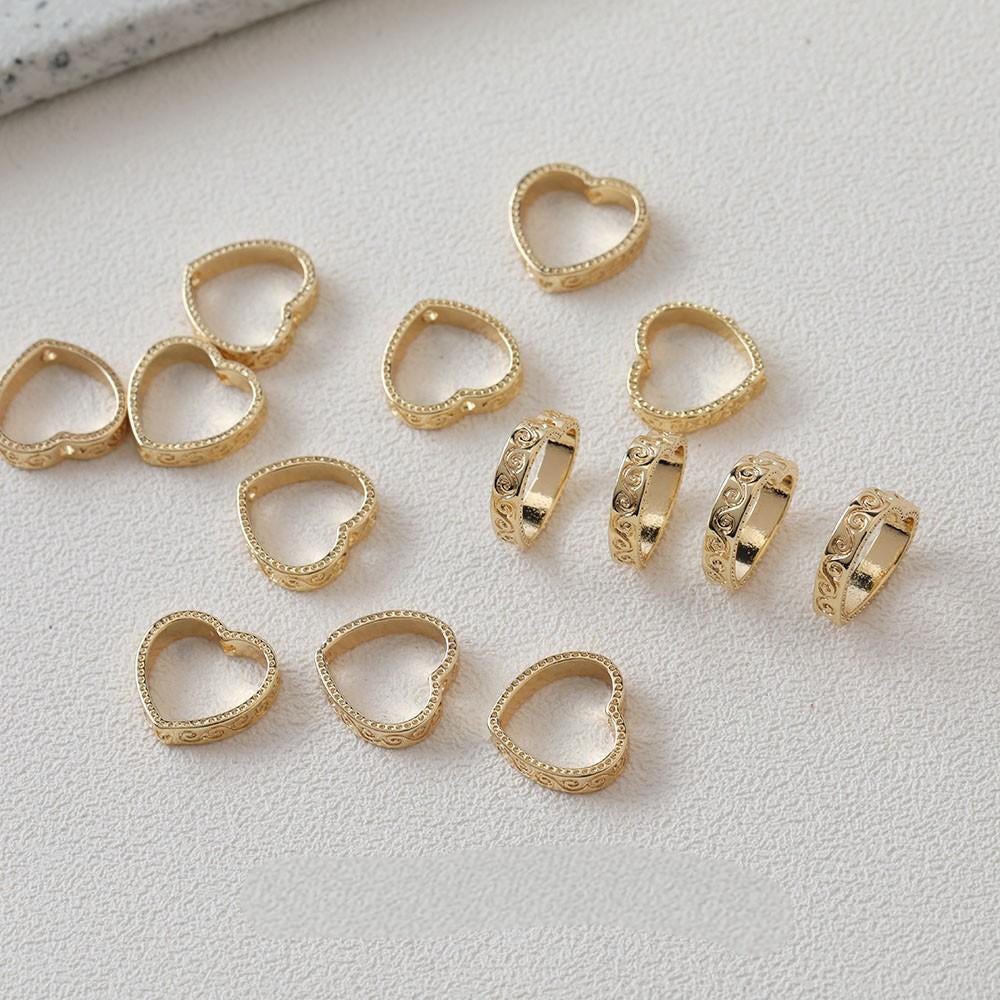 إطارات خرز على شكل قلب تناسب خرز 8 مم، مطلية بالذهب عيار 18 قيراطًا، خرز متباعد أنيق، إطارات خرز، العثور على المجوهرات GZ622