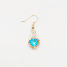 Load image into Gallery viewer, Heart Charms, Marine Blue CZ Pave, Crystal Heart, 18K Gold Plated Pendant, Bracelet Necklace Making Pendants, Jewelry Findings S20356