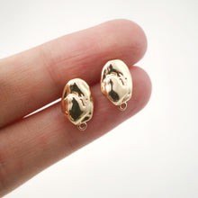 Load image into Gallery viewer, 10pcs Gold Stone Earring Post With Loop, S925 Silver Pin Nickel Free Earrings, Ear Stud Loop, Hypoallergenic Earring Findings Z094