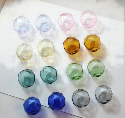 خرز فقاعات زجاجي متعدد الأوجه، 16 مم، كرات دائرية مجوفة منفوخة يدويًا لصنع المجوهرات، أصفر، أخضر، أزرق داكن، وردي، DIY Beads Finding GZ009
