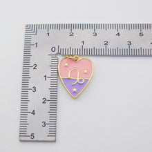 Load image into Gallery viewer, Zodiac Charms, Enamel Heart Constellation Pendant, 18K Gold Plated Zodiac Sign, Necklace Making Charms, Birthday Gift Jewelry Findings S1141