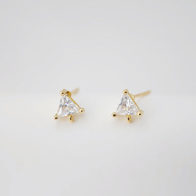 18K Gold Post, Triangle CZ Pave, 6.2*6.4mm, Stud Earring Nickel Free, Hypoallergenic Earring Findings D0249