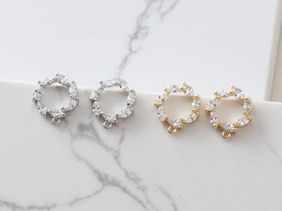 Pendiente circular con pasador, pendiente de plata S925 sin níquel, micro pavé de circonitas, 12 mm, chapado en oro de 14 quilates, accesorio para pendiente circular G0014