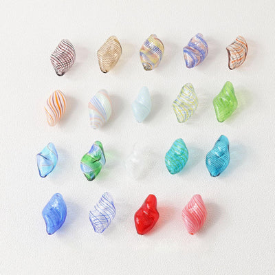 Colourful Patterned Glass Bubble Beads, Irregular Twisted Glass Beads, Hand Blown Hollow Globes for Jewelry Making, DIY Beads Finding GZ777
