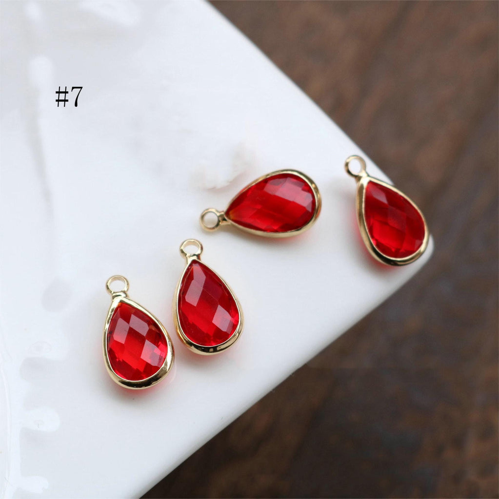 10 قطع - دلايات كريستال صغيرة على شكل دمعة، مطلية بالذهب/الفضة عيار 14 قيراطًا، مقاس 7×10 مم، قطع مجوهرات HL116-F041